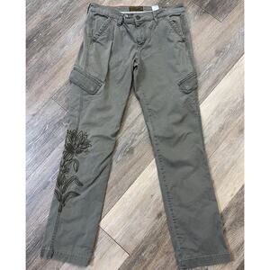 Lucky Brand Olive Green Embroidered Cargo Pants Women’s Size 8